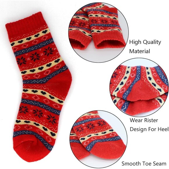 YZKKE 5Pack Womens Q-24 Vintage Winter Soft Warm Thick Cold Knit Wool Crew Socks - Picture 3 of 7